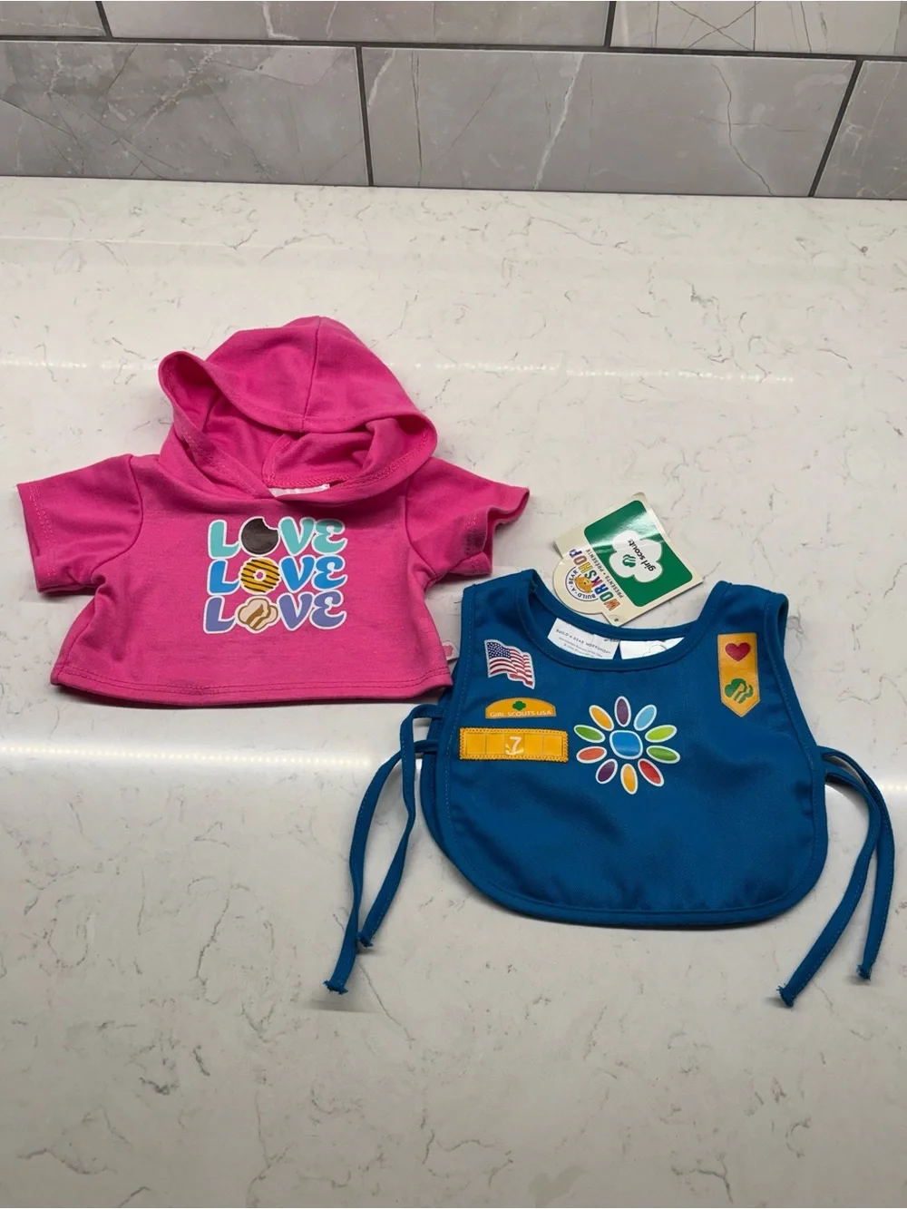 Build a Bear BABW Girl Scout Daisy Smock & Pink Hooded Shirt
